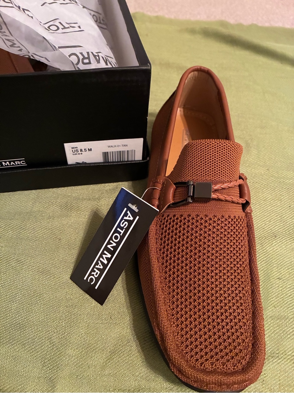 Men’s Tan Knit Driving Loafers